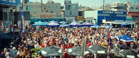 Large Crowd at FIFA World Cup Final Watch Party in Venice Beach Stock Footage 341163839