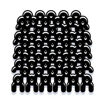 Large crowd of identical people forming a pattern Illustrazione stock