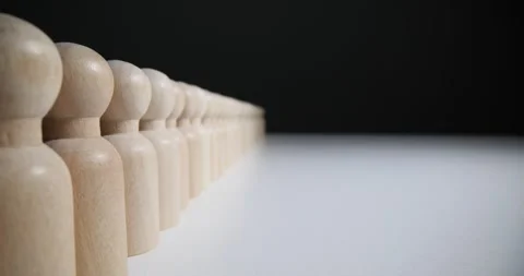 Large crowd of identical people moving in row Stock Footage 263836525