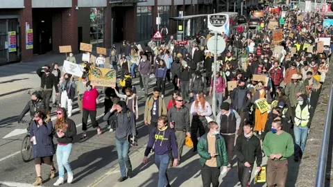 Large Crowd of Kill The Bill Protesters Stock Footage 151799581