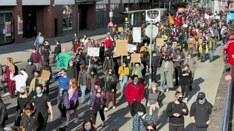 Large Crowd of Kill The Bill Protestors Stock Footage 151799611