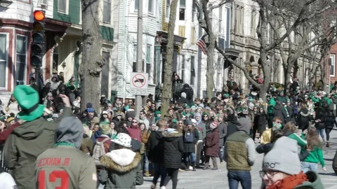 Large Crowd Marching South Boston Stock-Footage 87394186