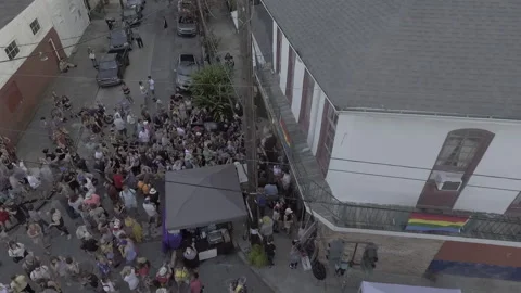 Large Crowd Motion to Building Stock Footage 145271740