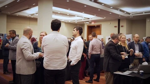 Large crowd networking at a corporate conference. Stock Footage