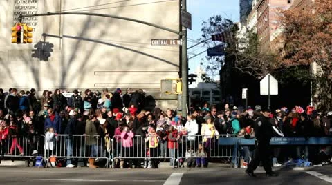 Large crowd of people on central park west Stock Footage 10561957
