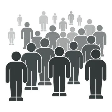 Large Crowd of People in Gradient Perspective, Fading into Distance for Pop.. Stock Illustration