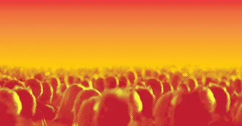 Large crowd of people. halftone screen line effect イラスト素材