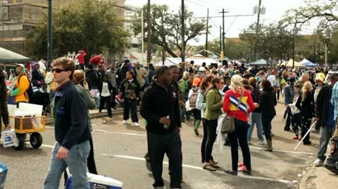 Large crowd of people on St Charles Street Stock Footage 10827126
