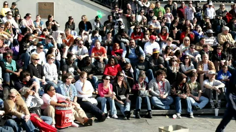 Large Crowd of People watching performance Stock Footage 653682