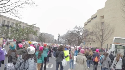 Large Crowd Protest - Womens March Stock Footage 81253053