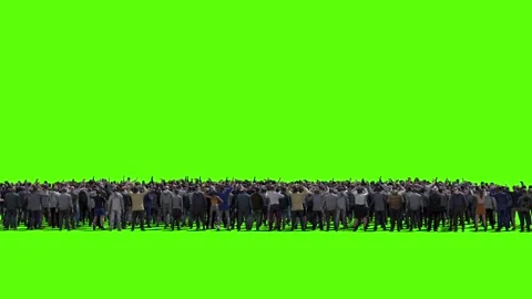 Large crowd of protesters isolated on green screen. 库存影片 336346265