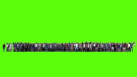 Large crowd of protesters isolated on green screen. 스톡 동영상 336346266