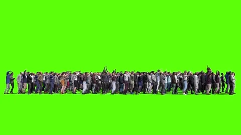 Large crowd of protesters isolated on green screen. 스톡 동영상 336346268