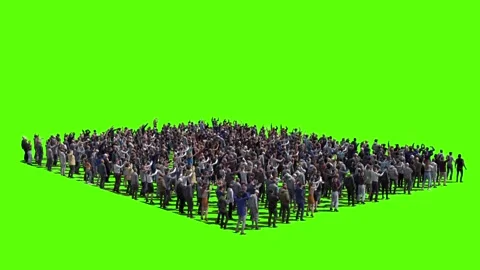 Large crowd of protesters isolated on green screen. 스톡 동영상 336346269