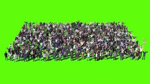 Large crowd of protesters isolated on green screen. 스톡 동영상 336346271