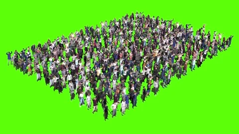 Large crowd of protesters isolated on green screen. 스톡 동영상 336346275