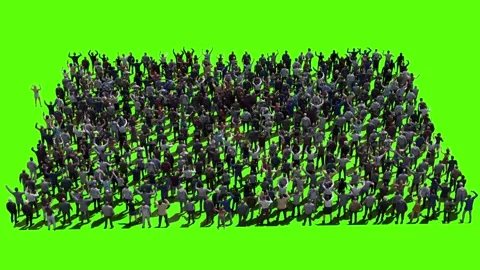 Large crowd of protesters isolated on green screen. 스톡 동영상 336346276