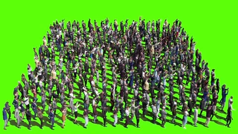 Large crowd of protesters isolated on green screen. 스톡 동영상 336346277
