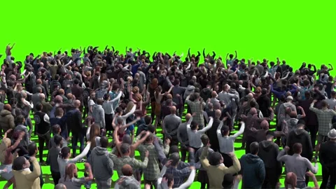 Large crowd of protesters isolated on green screen. 스톡 동영상 336346280