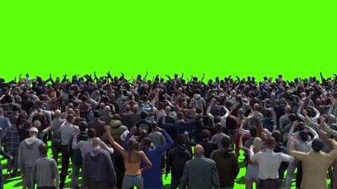 Large crowd of protesters isolated on green screen. 스톡 동영상 336346281