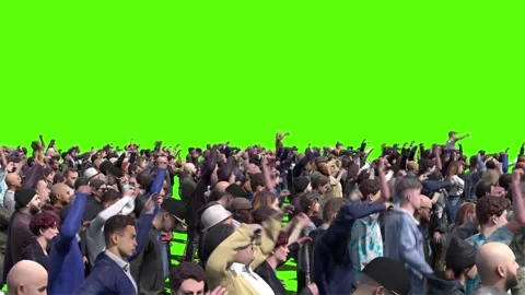 Large crowd of protesters isolated on green screen. 스톡 동영상 336346285