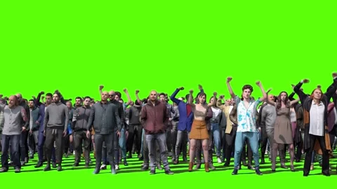 Large crowd of protesters isolated on green screen. 스톡 동영상 336346288