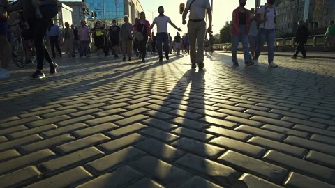 Large crowd of protesting Bulgarians at sunset in Sofia Stock Footage 136577434