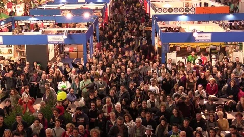 Large Crowd Stands And Cheers Stock Footage 71620734