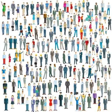 Large crowd on white background. Vector illustration Stock Illustration