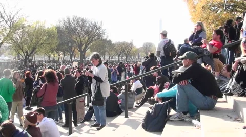 Large crowds gather around the Capital building in Washington D.C. Stock Footage