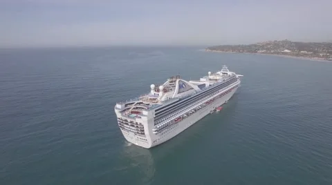 Large cruise ship approaching Santa Barbara, CA Stock Footage 63572941