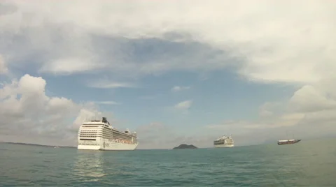 Large Cruise Ship In The Atlantic Ocean Stock Footage 45281607