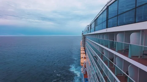 A large cruise ship sails through the Pacific Ocean Stock Footage 317386326