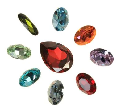 Large crystal strasses on a white background Stock Photos