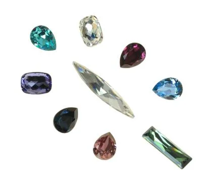 Large crystal strasses on a white background Stock Photos