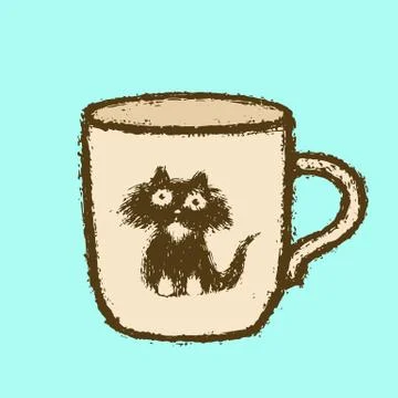 Large cup with cat head sticker.  스톡 일러스트
