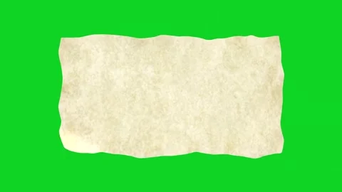 Large curled old paper piece floating freely revealing animated on green 스톡 동영상 335216424