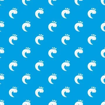 Large curling wave pattern seamless blue Stock Illustration