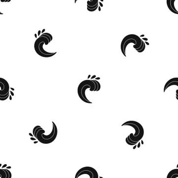 Large curling wave pattern seamless black Stock Illustration