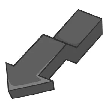 Large curve arrow down icon, monochrome style Illustrazione stock