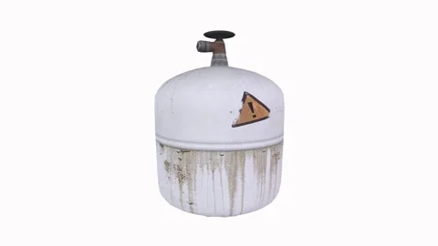 Large cylindrical tank with valve isolated on white background Stock Footage 304249042