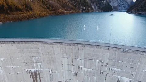 Large dam with ice-cold lake 스톡 동영상 90762682