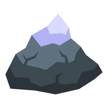 Large dark gray rock formation with light purple top Stock Illustration