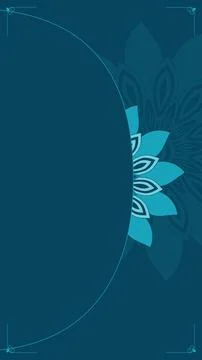 A large dark teal circular field fills the left side while layered teal man.. Stock Illustration