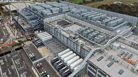 Large data center building energy infrastructure construction Stock Photos