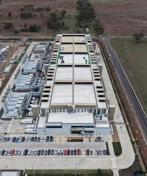 Large data center building infrastructure aerial view Stock Photos