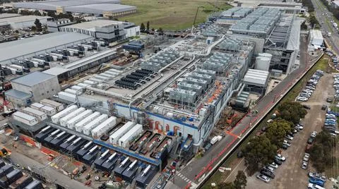 Large data center building infrastructure and cloud technology Stock Photos