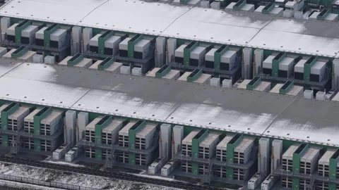 Large data center building processing global digital information Stock Footage 346992947
