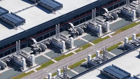 Large data center building using advanced cooling systems Stockbeeldmateriaal 347476503