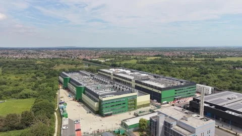 Large Data Center Campus Captured From Above on a Sunny Afternoon Stock Footage 339645272